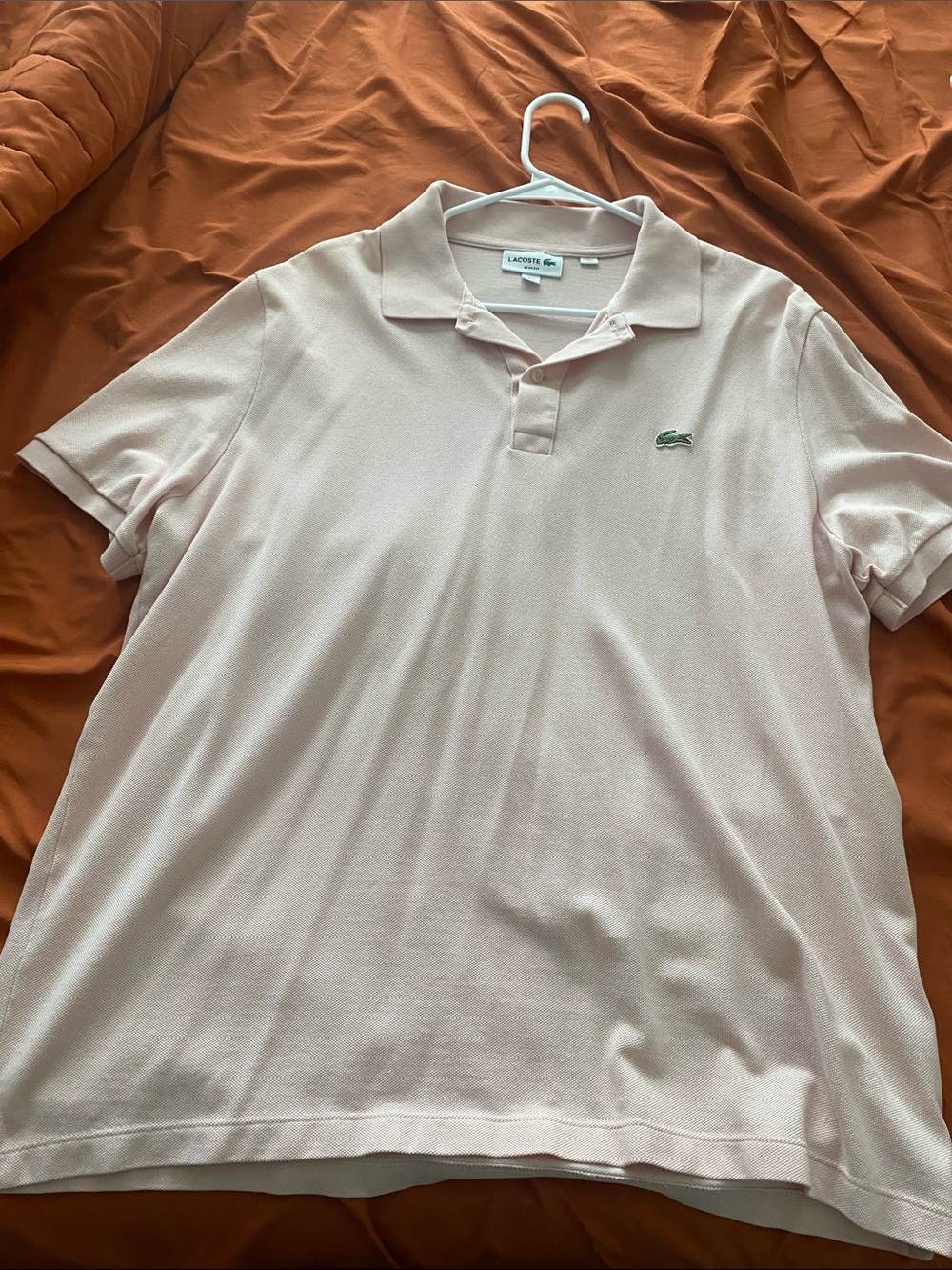Lacoste Men’s Light Pink Pique Polo with Crocodile Logo